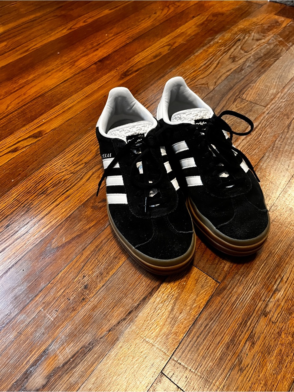 adidas Black and White Platform Suede Sneakers